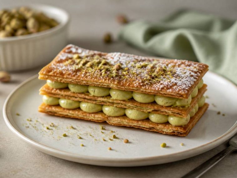 Mille-feuilles pistache : la recette croustillante et crémeuse