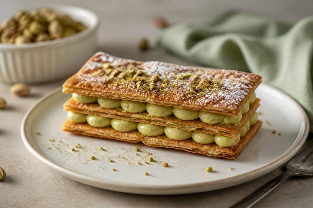 Mille-feuilles pistache : la recette croustillante et crémeuse